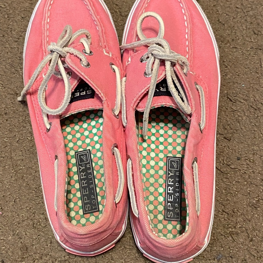 Womens Sperry Top-Sider‎ Bahama Canvas Boat Shoes Pink White Size 6.5 - Picture 3 of 5